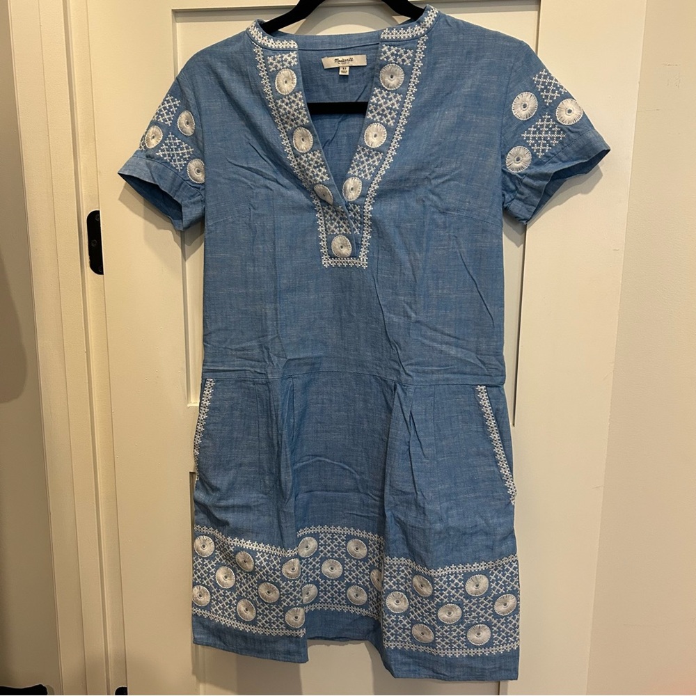 Madewell Chambray Sunstitch Tunic Dress